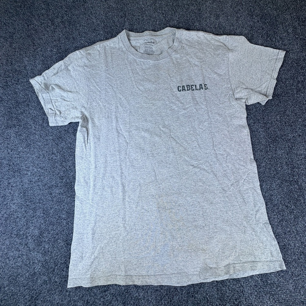 Cabela's T-Shirt Mens M Heather Gray World's Foremost Outfitter Seaplane Graphic